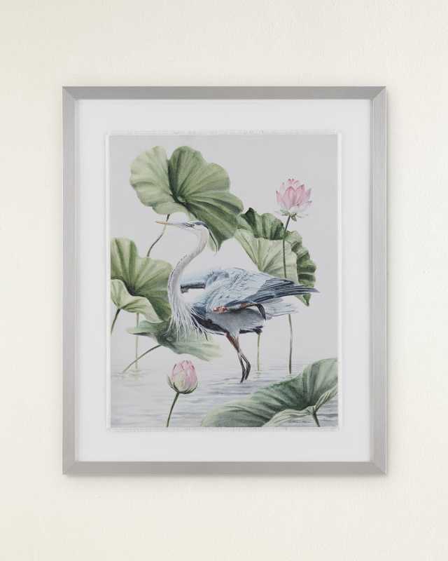 "Crane" Framed Giclee on Fabric by Annie Moran